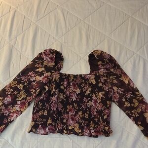 Floral Black and Purple Women's Top